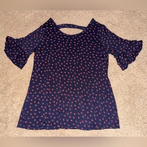 Ruffle Sleeved Pattern Top